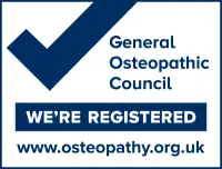 General Osteopathic Council We're Registered badge